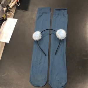 💛🆓 Blue Ears and Knee High Socks